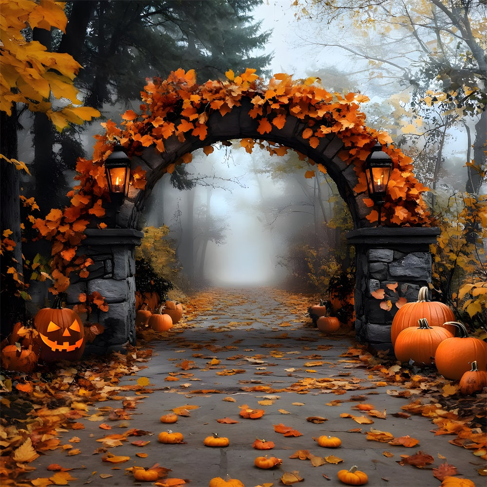 Halloween Steinbogen Ahornblätter Backdrop RR9-97