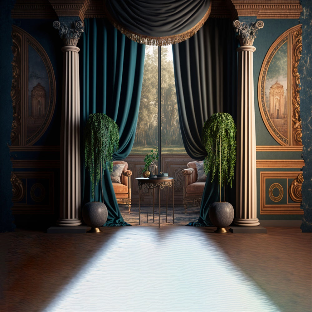 3x3m Fotohintergrund Viktorianischer Vintage Hintergrund für Fotoshooting SXS6