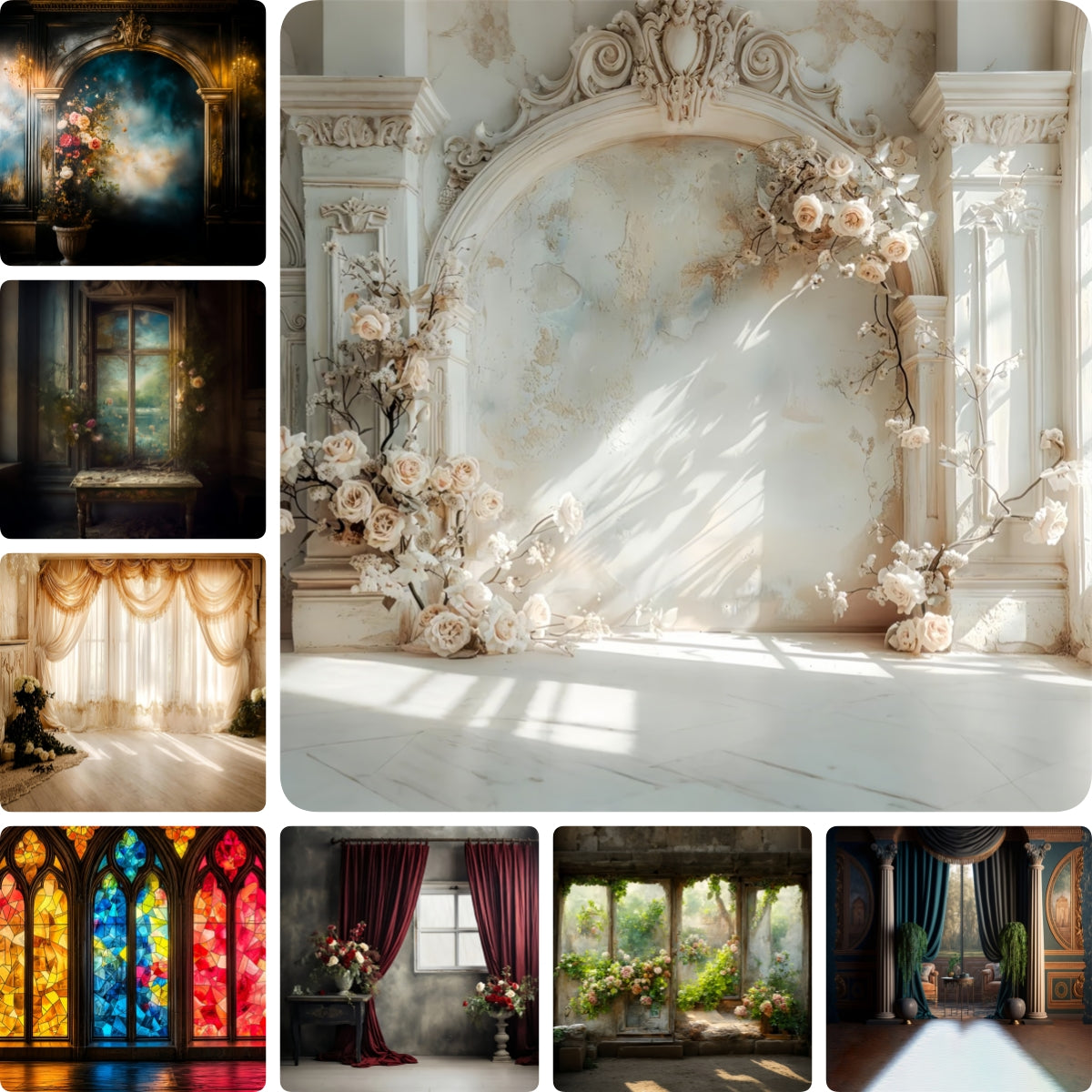 3x3m Fotohintergrund Viktorianischer Vintage Hintergrund für Fotoshooting SXS6