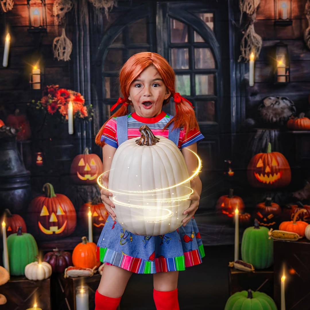 Holzhaus Halloween Kürbisse Fotokulisse RR7-99