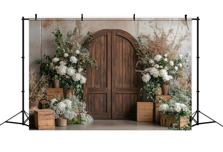Frühling Fotohintergrund Fotografie Chic Boho Weiße Blume Türhintergrund TWW2-11
