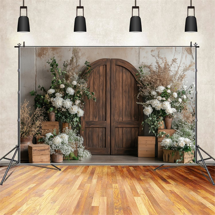 Frühling Fotohintergrund Fotografie Chic Boho Weiße Blume Türhintergrund TWW2-11