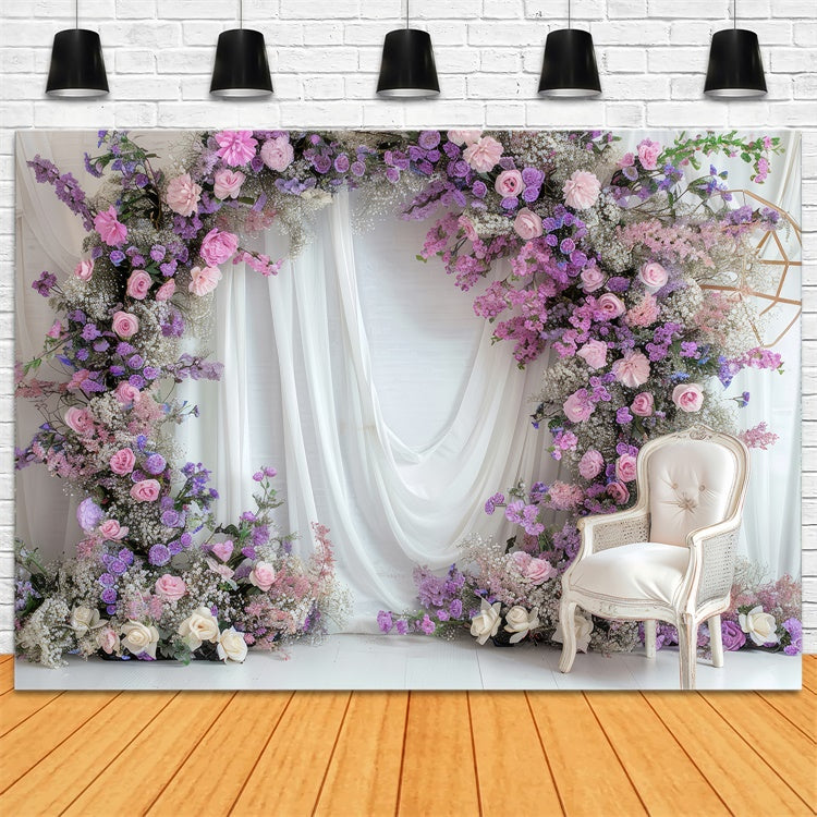 Fotokulisse Frühling Romantisch Lavendel Hochzeit Bogen Kulisse TWW2-25