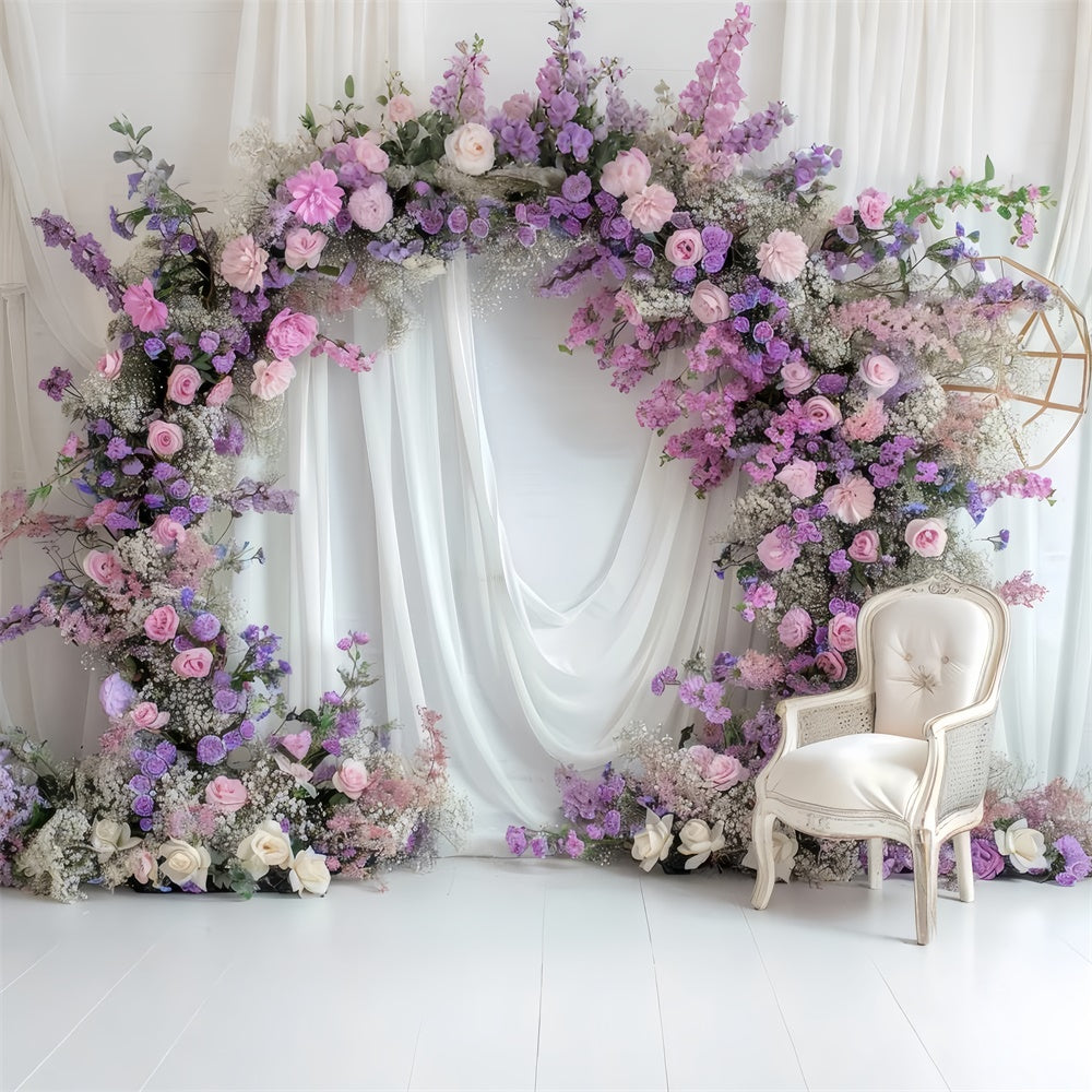 Fotokulisse Frühling Romantisch Lavendel Hochzeit Bogen Kulisse TWW2-25