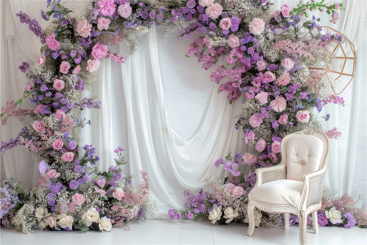 Fotokulisse Frühling Romantisch Lavendel Hochzeit Bogen Kulisse TWW2-25
