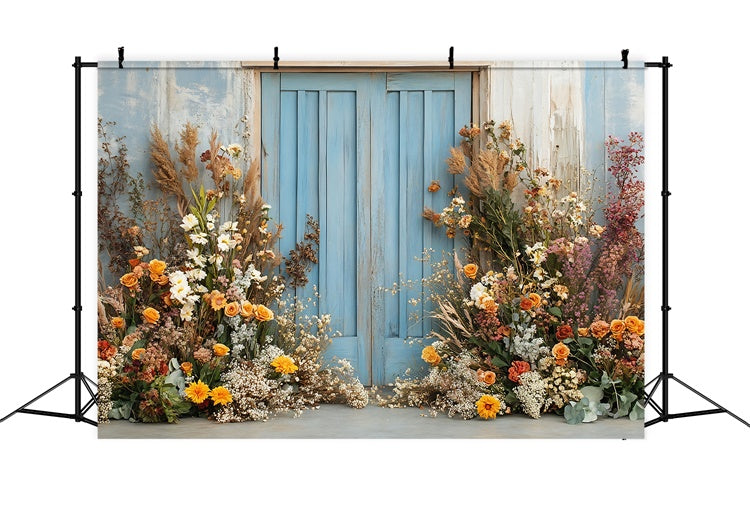 Frühlingsfotokulissen Helle florale Holztür-Hintergrundkulisse TWW2-27