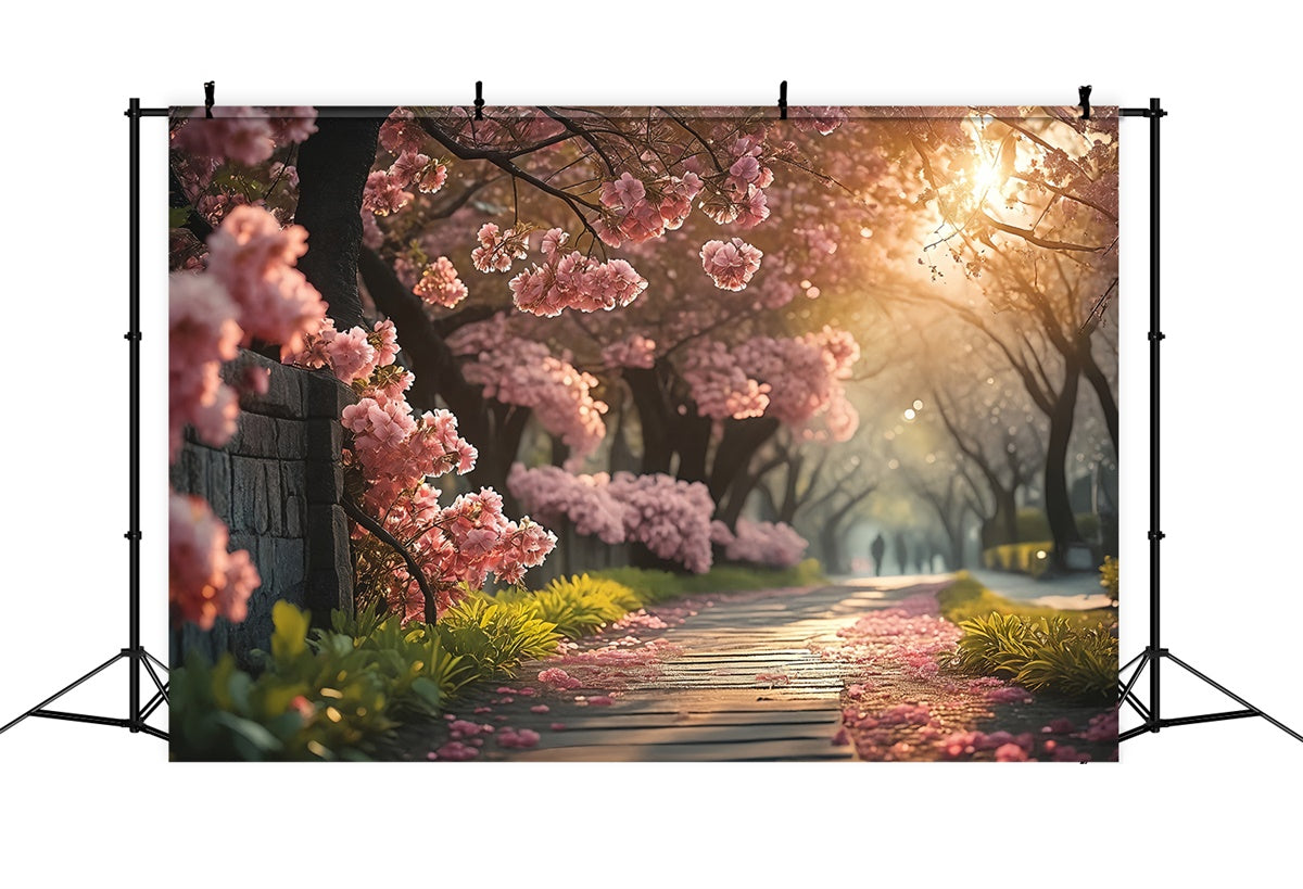 Frühling Fotohintergrund Gelassener Kirschblütenweg Hintergrund TWW2-29