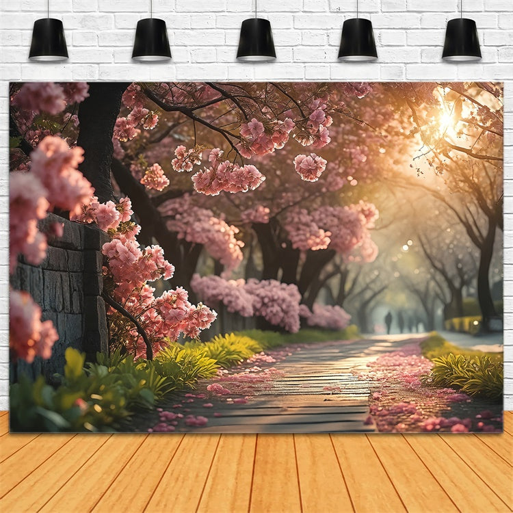 Frühling Fotohintergrund Gelassener Kirschblütenweg Hintergrund TWW2-29