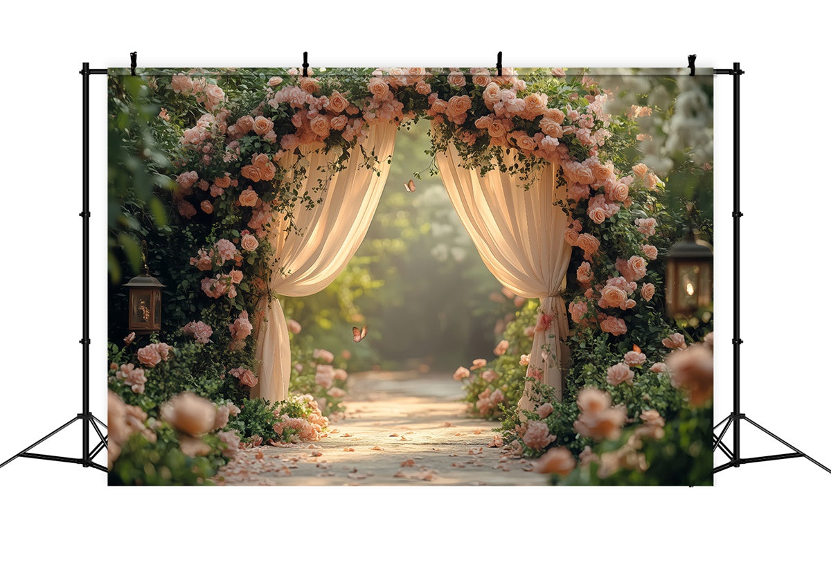 Frühlingsblumen-Hintergrundbild Romantischer Gartenweg Rosen-Hintergrundbild TWW2-30
