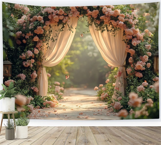 Frühlingsblumen-Hintergrundbild Romantischer Gartenweg Rosen-Hintergrundbild TWW2-30