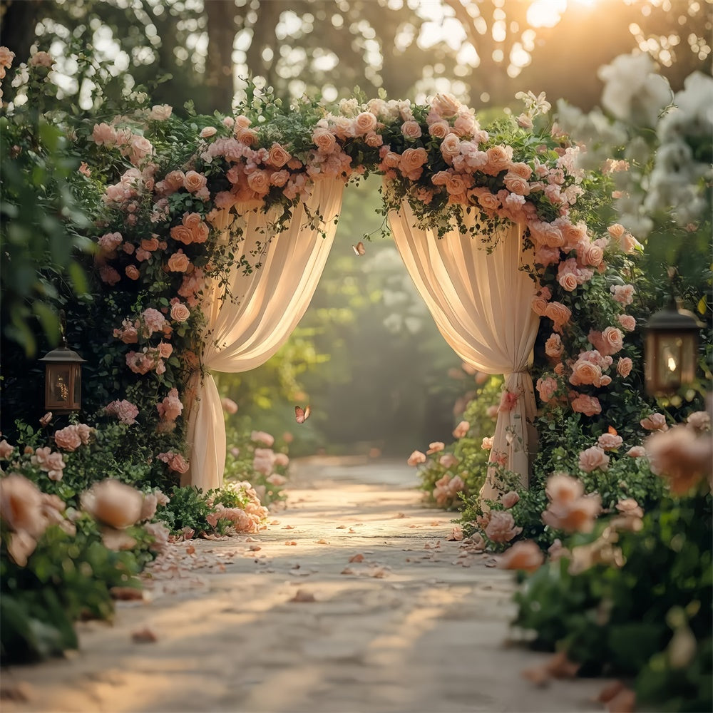 Frühlingsblumen-Hintergrundbild Romantischer Gartenweg Rosen-Hintergrundbild TWW2-30