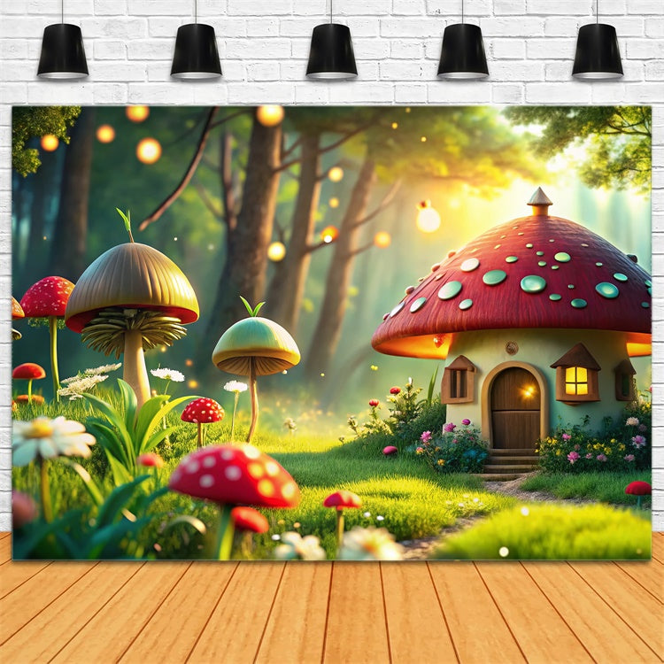 Frühlings-Hintergrund-Ideen Märchenhaftes Pilzhäuschen Hintergrund TWW2-33