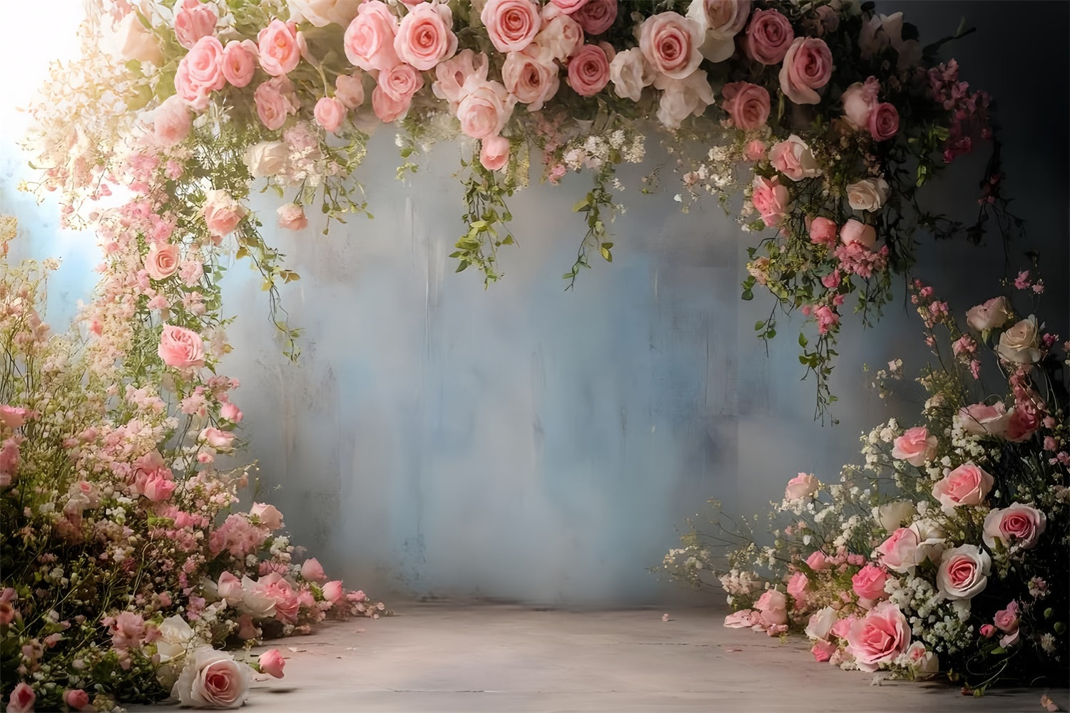 Frühlingsblumen-Hintergrundkulisse Elegante rosa Rosenbogen-Hintergrundkulisse TWW2-36