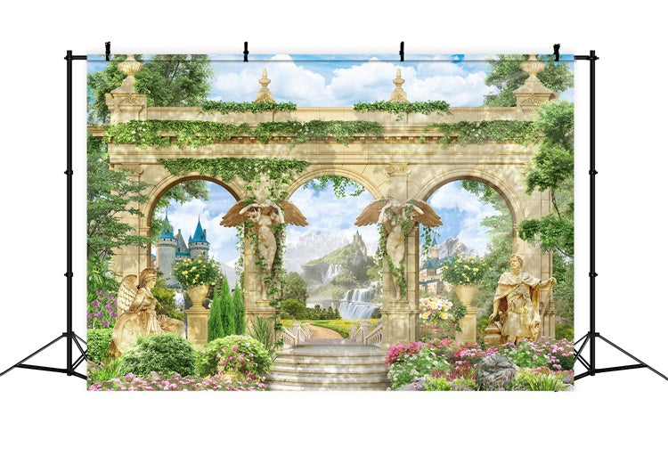 Frühlingshintergrund Majestätischer Steinbogen Gartenhintergrund TWW2-39