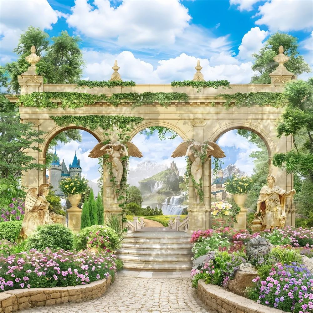 Frühlingshintergrund Majestätischer Steinbogen Gartenhintergrund TWW2-39