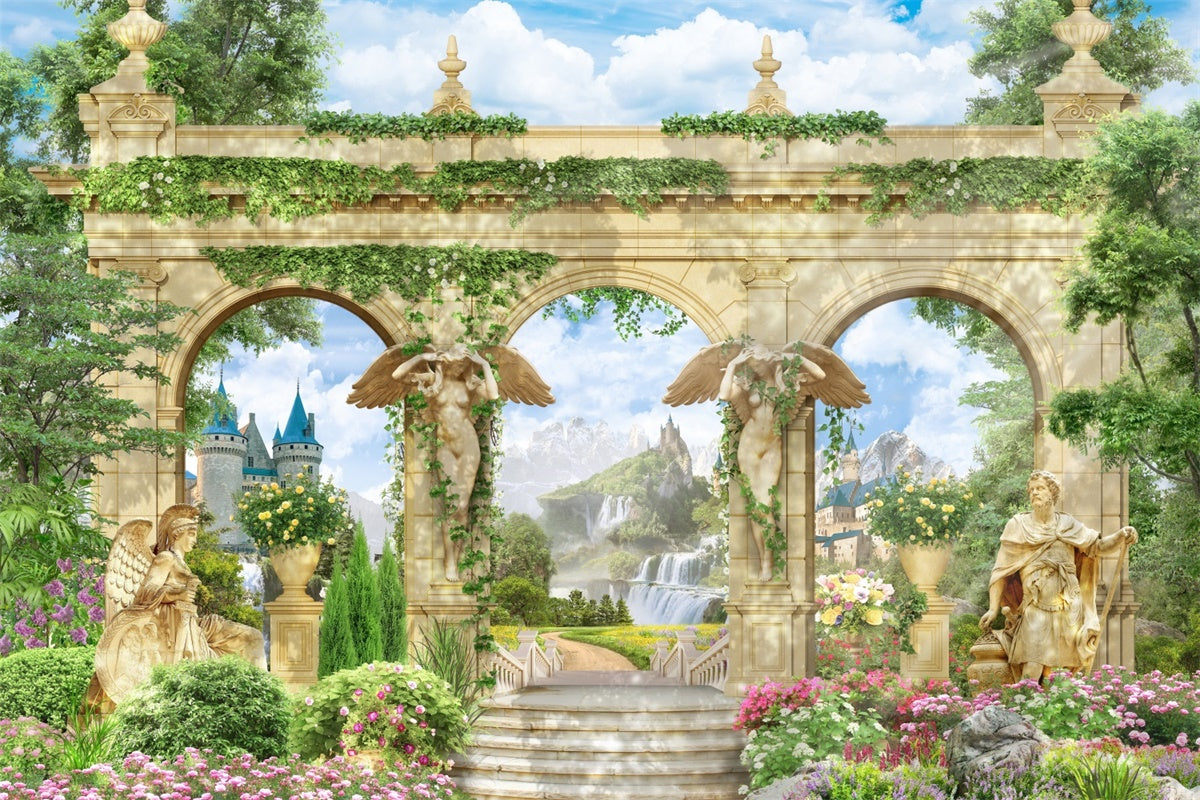 Frühlingshintergrund Majestätischer Steinbogen Gartenhintergrund TWW2-39