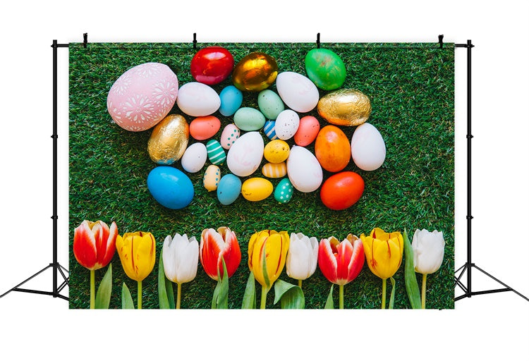 Ostern Fotokulisse Ideen Buntes Ei Grünes Gras Kulisse TWW3-14