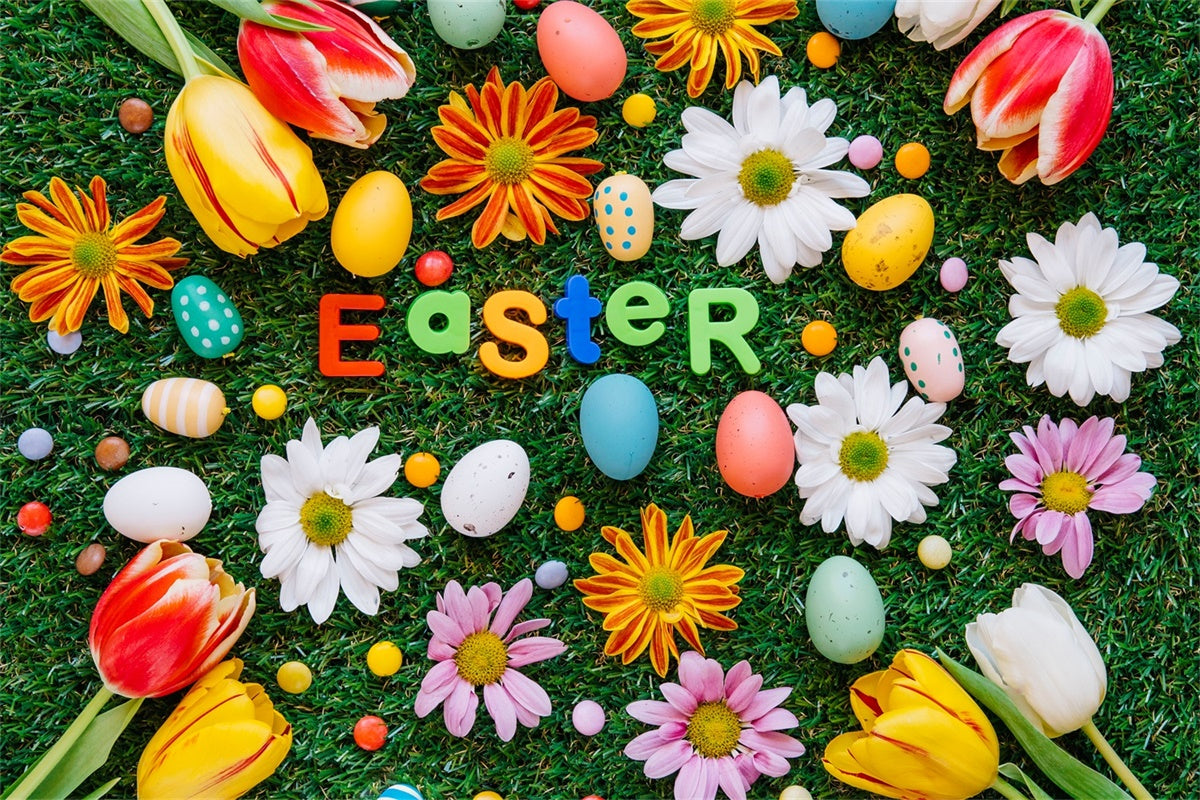 Ostern Fotokulisse Tulpe Gänseblümchen Ei Dekoration Hintergrund TWW3-15