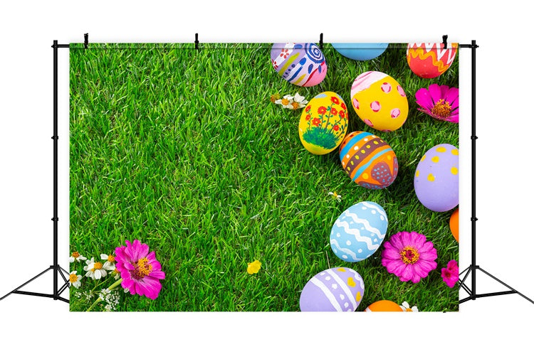 Ostern Backdrops für Fotos Handgemalte Eier Gras Backdrop TWW3-17