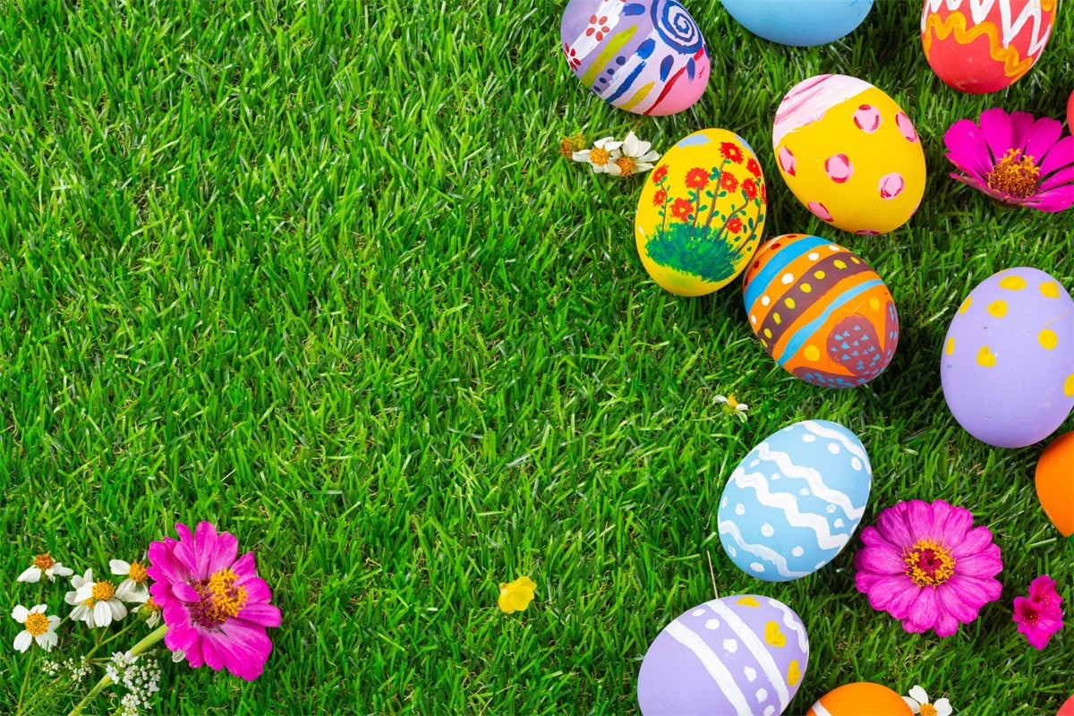 Ostern Backdrops für Fotos Handgemalte Eier Gras Backdrop TWW3-17