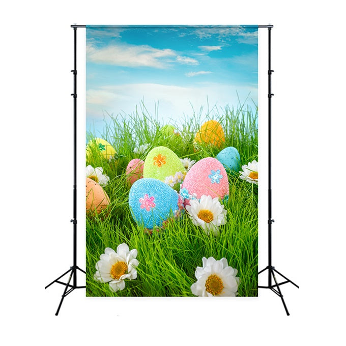 Ostern Backdrops Fotografie Blauer Himmel Eierblüten Backdrop TWW3-20