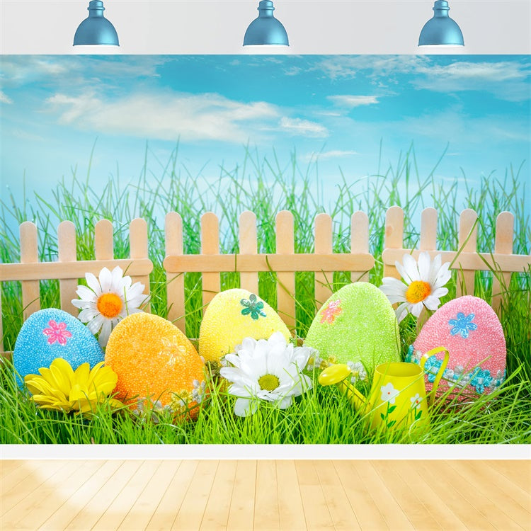 Ostern Fotohintergrund Holzzaun Pastell Ei Hintergrund TWW3-21