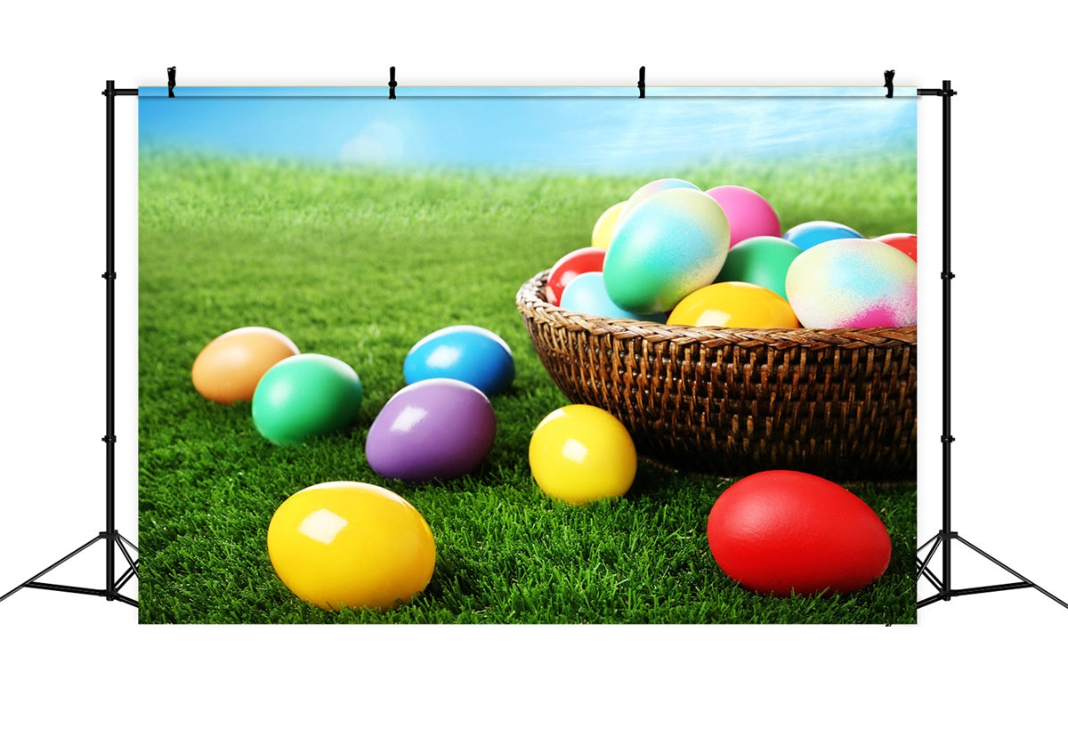 Ostern Fotokulisse Ideen Bunte Eierkorb Wiese Hintergrund TWW3-29