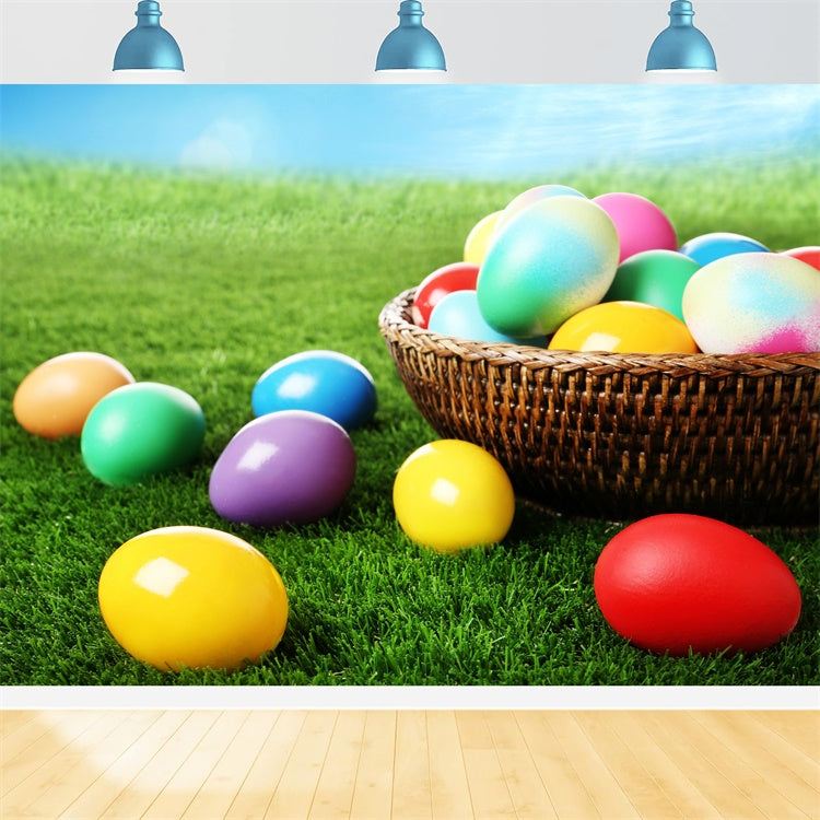 Ostern Fotokulisse Ideen Bunte Eierkorb Wiese Hintergrund TWW3-29