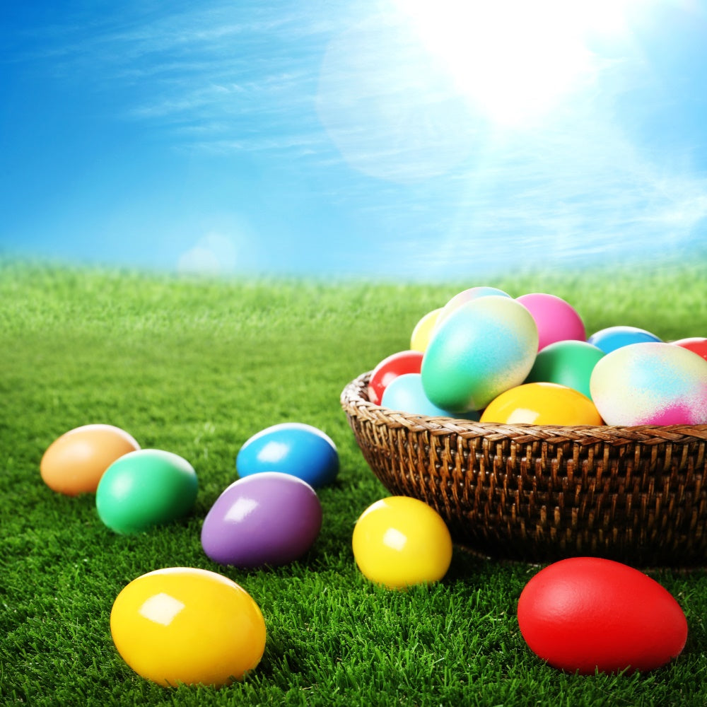 Ostern Fotokulisse Ideen Bunte Eierkorb Wiese Hintergrund TWW3-29