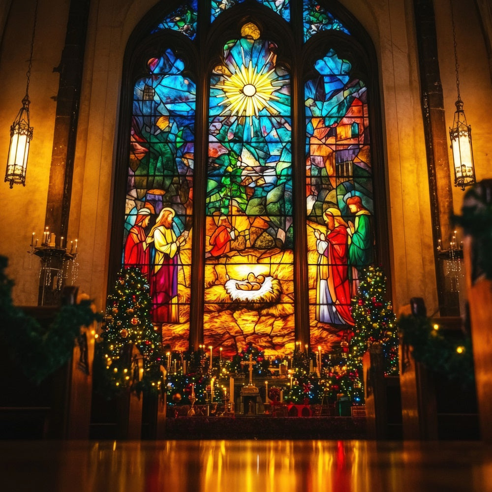 Ostern Fotokulisse Krippe Glasmalerei Kulisse TWW3-3