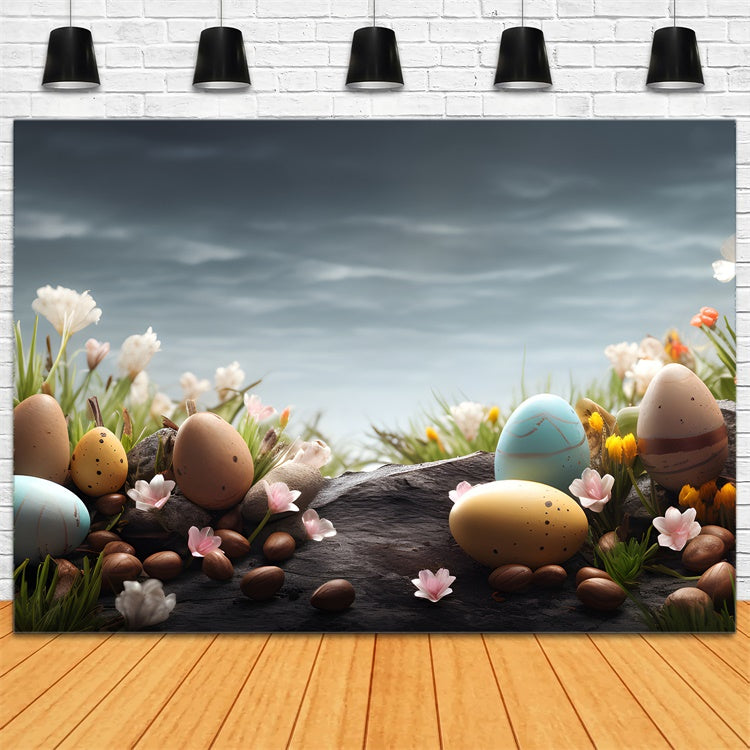 Ostern Backdrops Fotografie Weiches Pastell Rustikales Ei Backdrop TWW3-34