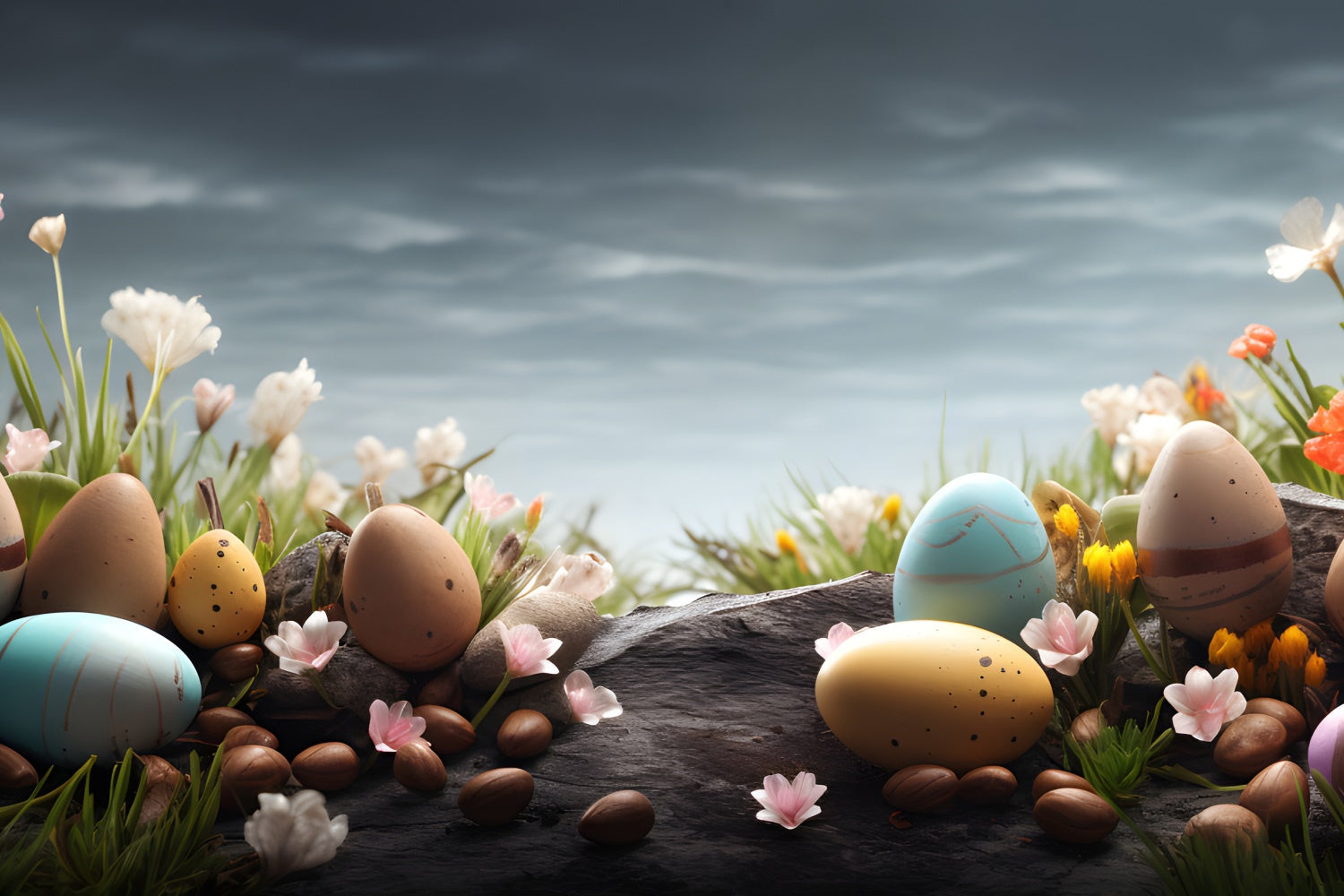 Ostern Backdrops Fotografie Weiches Pastell Rustikales Ei Backdrop TWW3-34