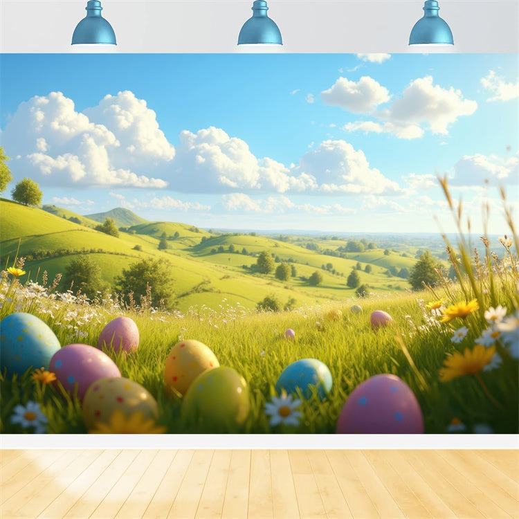 Ostern Fotokulissen Rolling Hills Egg Meadow Hintergrund TWW3-45