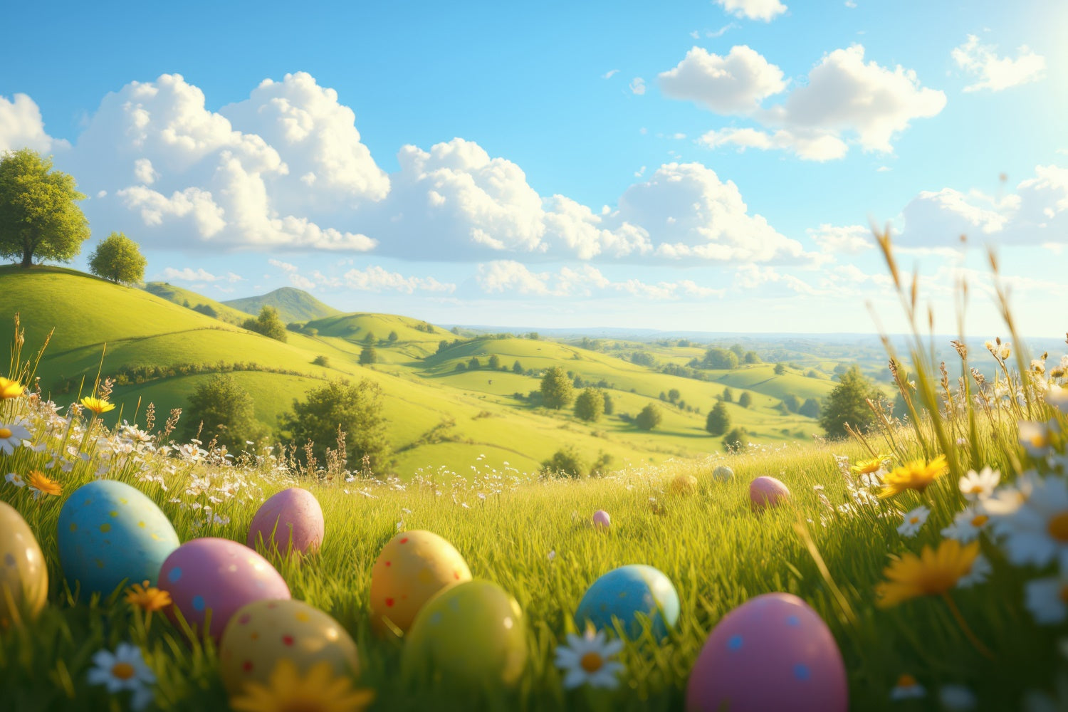 Ostern Fotokulissen Rolling Hills Egg Meadow Hintergrund TWW3-45