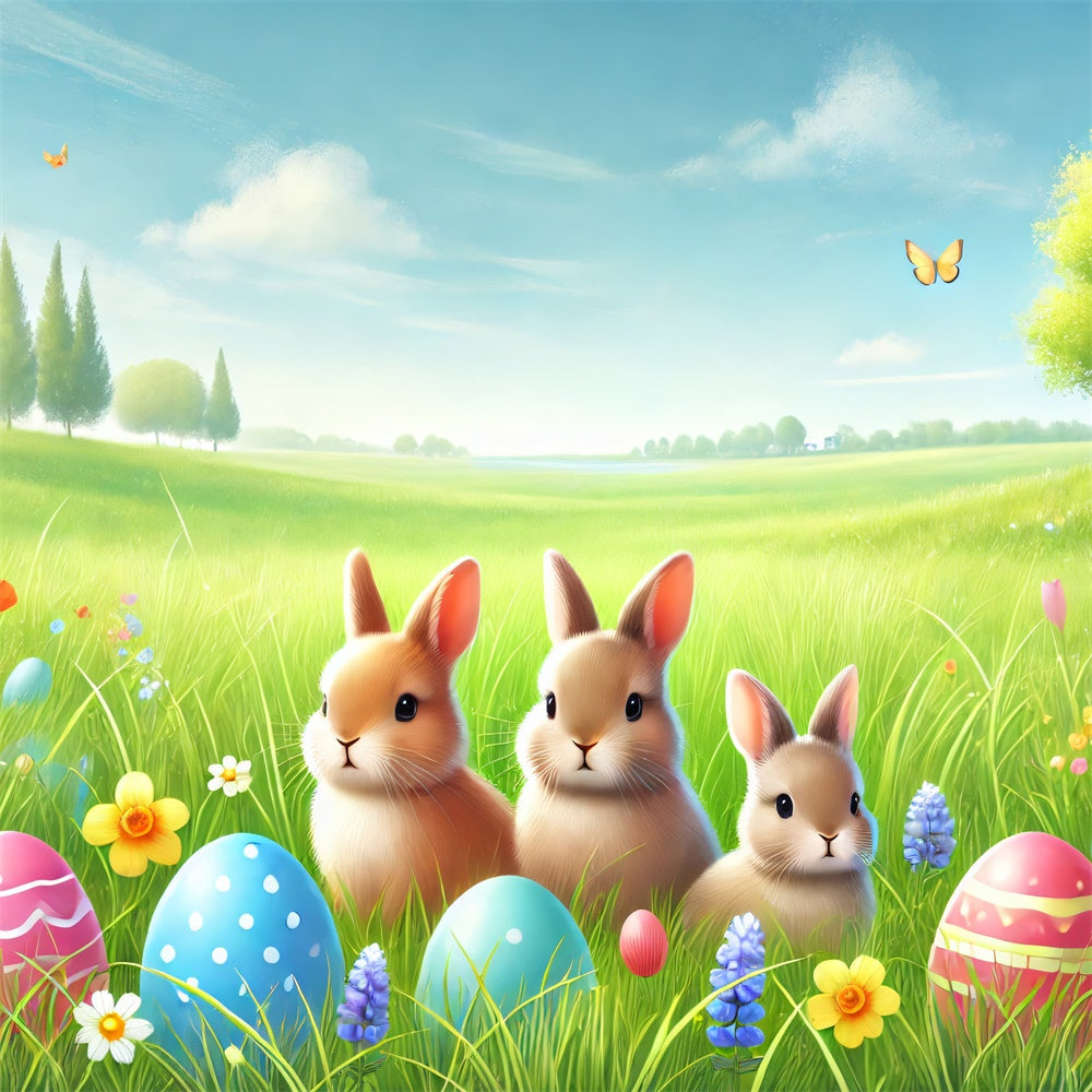 Fotografie Ostern Backdrop Delightful Bunny Meadow Backdrop TWW3-47