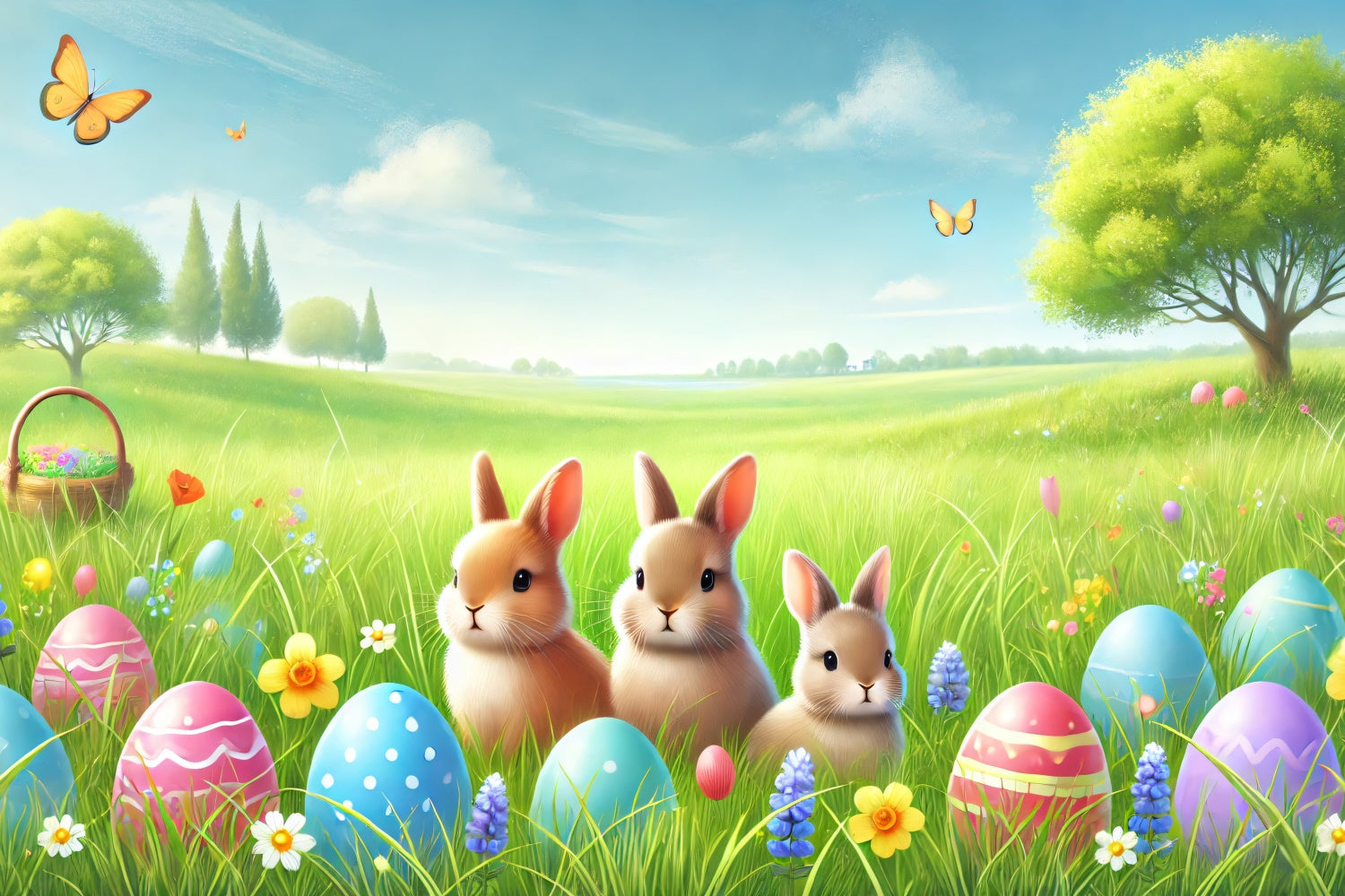 Fotografie Ostern Backdrop Delightful Bunny Meadow Backdrop TWW3-47