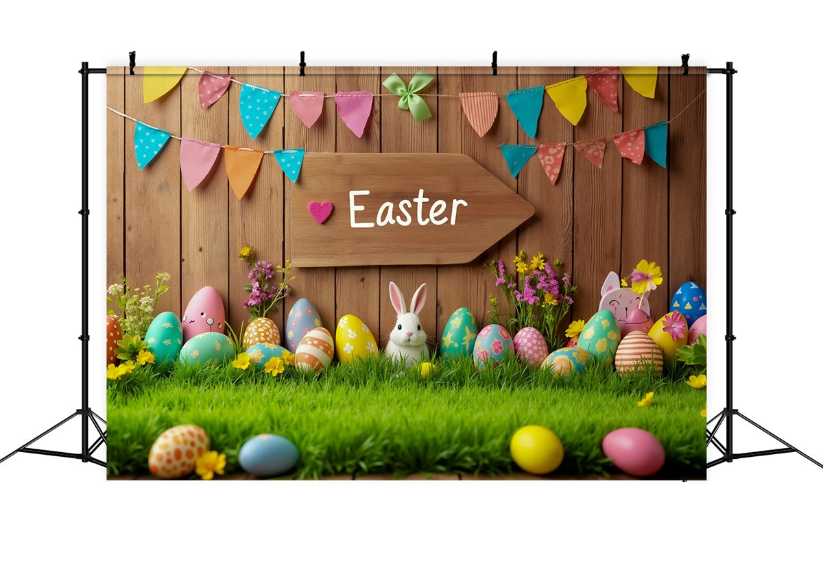 Ostern Fotohintergrund Niedlicher Hasen Ei Dekoration Hintergrund TWW3-48