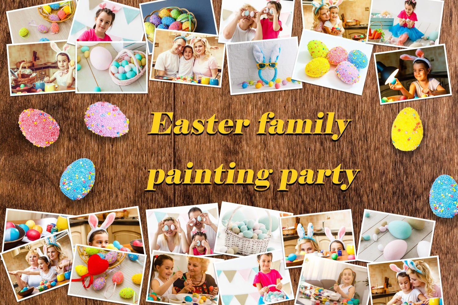 Osterkulissen Hölzerne Familie Spaß Personalisierte Kulisse TWW3-52