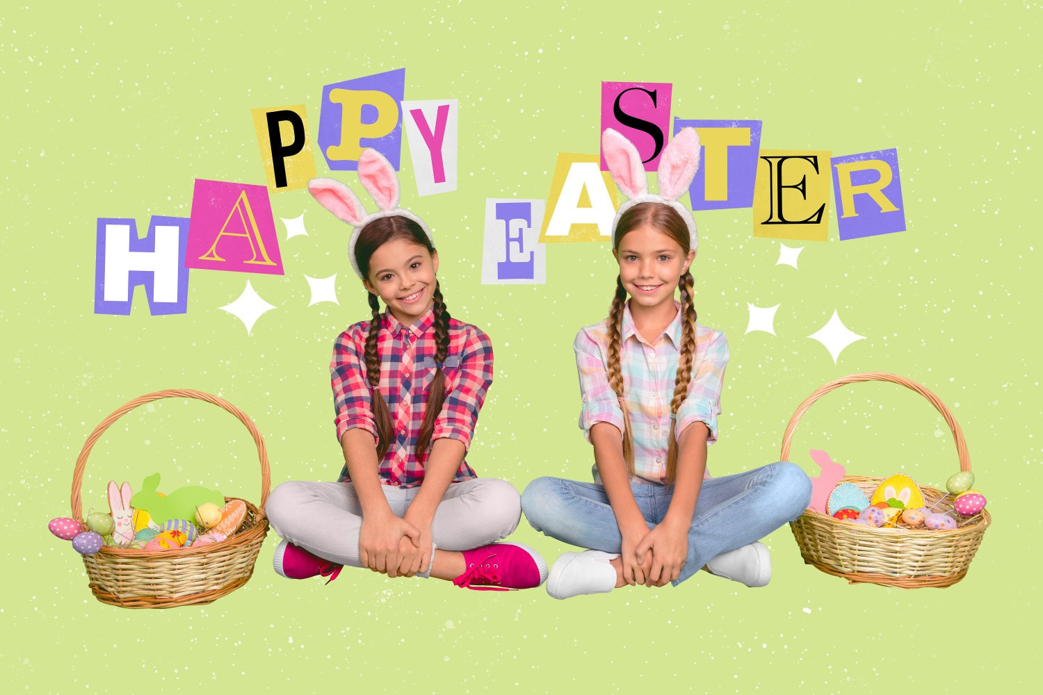 Ostern Fotokulisse Eierkörbe Personalisierte Kulisse TWW3-53
