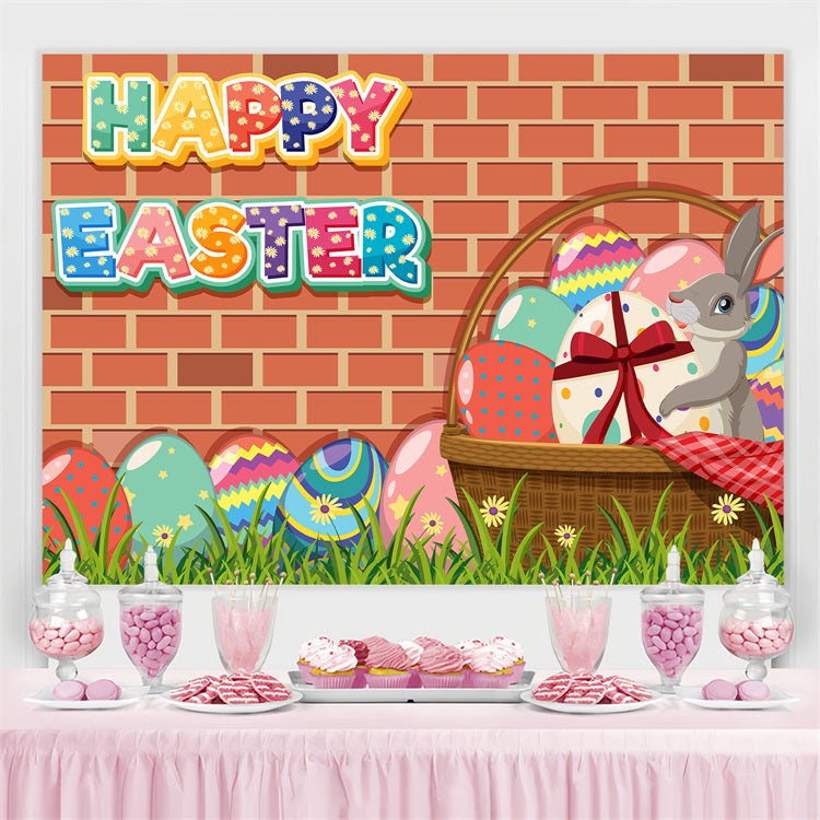 Backdrop für Ostern Backsteinmauer Hasen Korb Personalisierte Backdrop TWW3-58