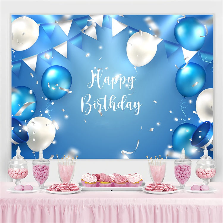 Personalisierte Geburtstag Backdrop Blau Weiß Ballon Party Backdrop TWW3-67