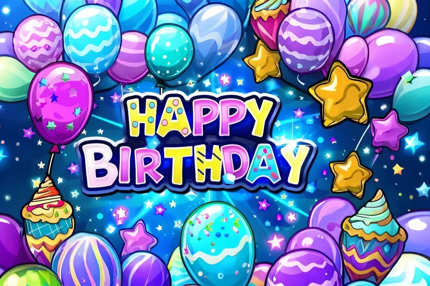 Personalisierte Backdrops für Geburtstag Bunte Ballon Fantasy Backdrop TWW3-69
