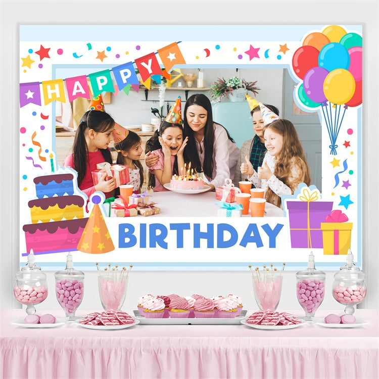 Custom Birthday Backdrop Pastell Ballon Buntes Banner Backdrop TWW3-72