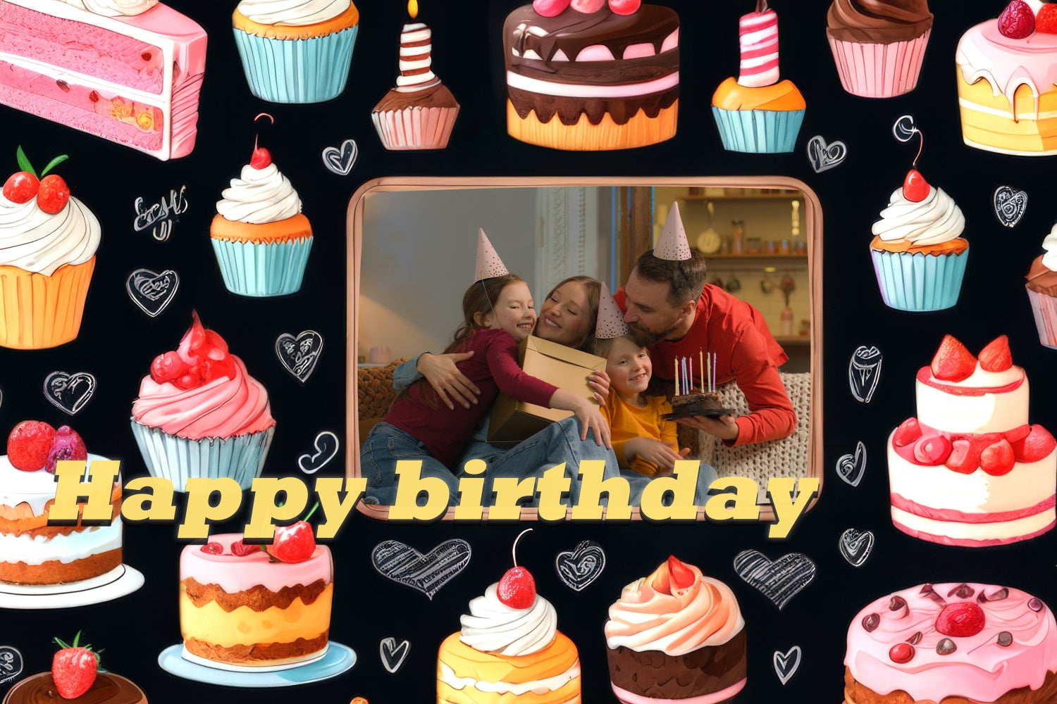 Custom Made Birthday Backdrops Pastell Cupcake Party Backdrop TWW3-73