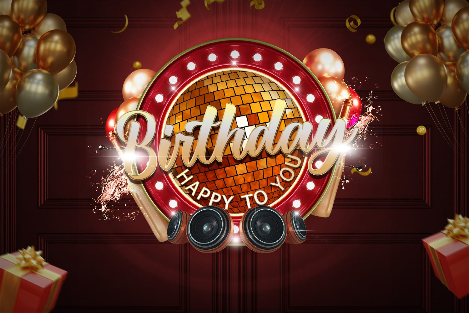 Personalisierte Geburtstagskulisse Luxus Gold Party Ballon Kulisse TWW3-74