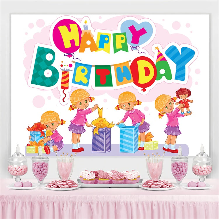 Personalisierte Birthday Backdrops Cute Little Girl Party Backdrop TWW3-76