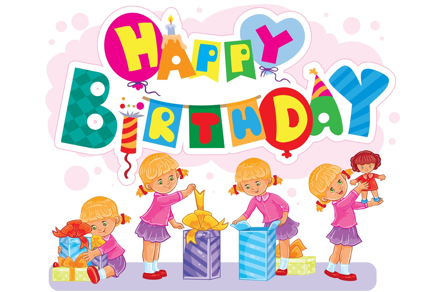 Personalisierte Birthday Backdrops Cute Little Girl Party Backdrop TWW3-76