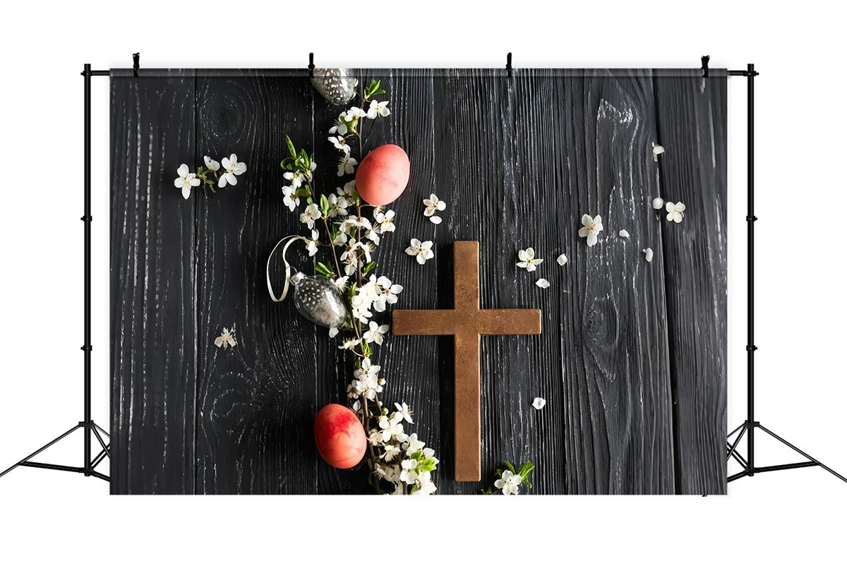 Ostern Bild Ideen Rustic Floral Holzkreuz Hintergrund TWW3-8