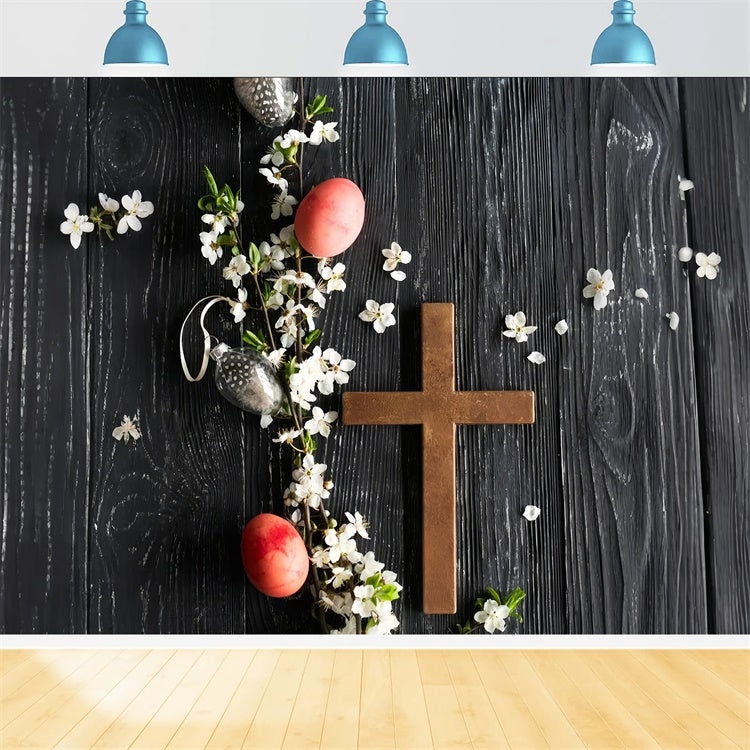 Ostern Bild Ideen Rustic Floral Holzkreuz Hintergrund TWW3-8