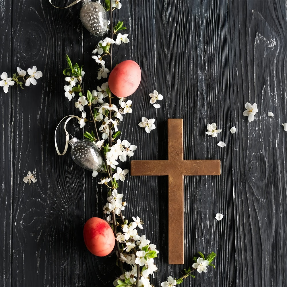 Ostern Bild Ideen Rustic Floral Holzkreuz Hintergrund TWW3-8
